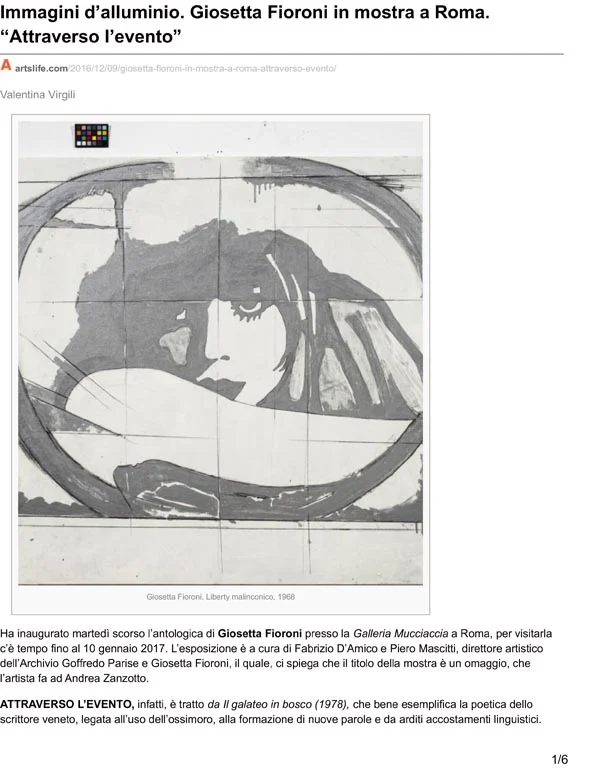 Giosetta Fioroni | Attraverso l'evento, PRESS