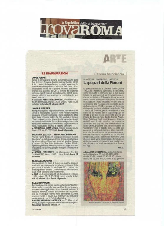 Giosetta Fioroni | Attraverso l'evento, PRESS