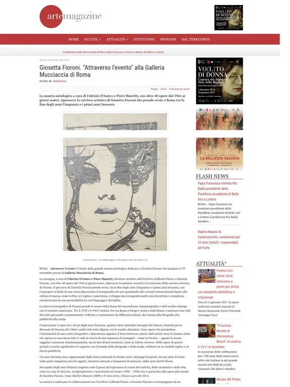 Giosetta Fioroni | Attraverso l'evento, PRESS