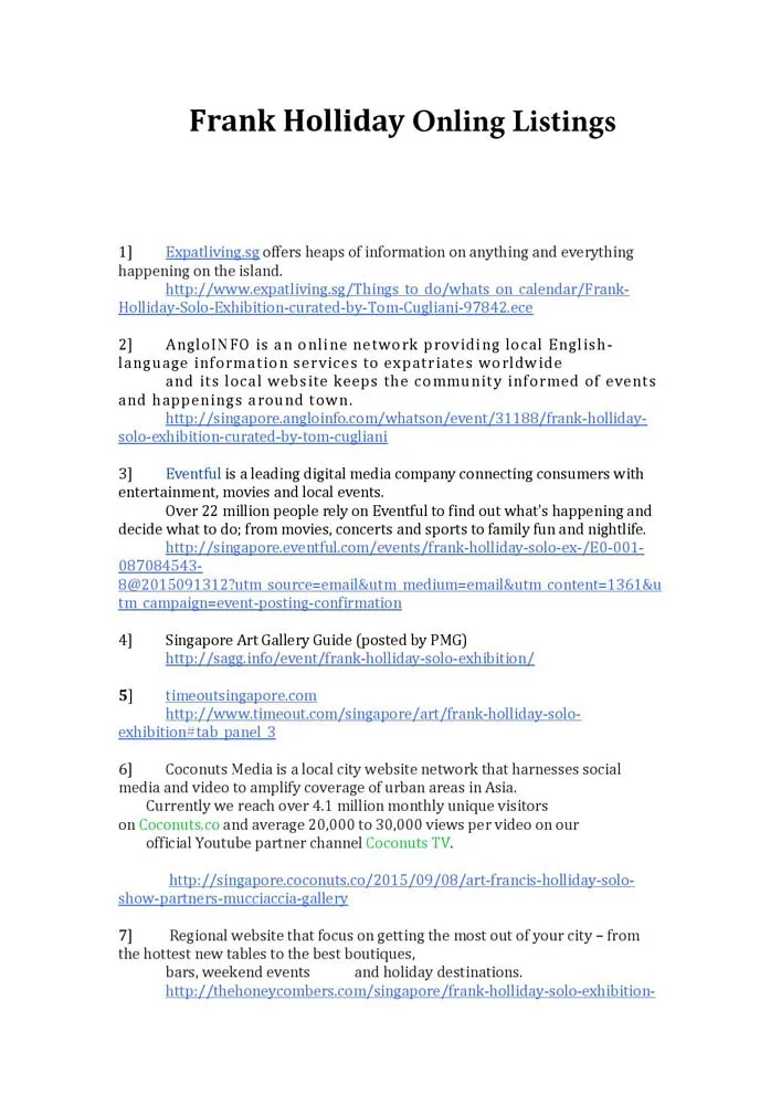 Frank Holliday - Media Coverage - PRESS