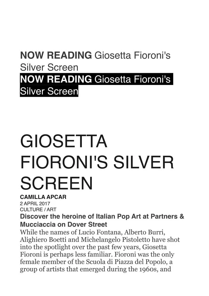 Giosetta Fioroni | Silver Years, PRESS