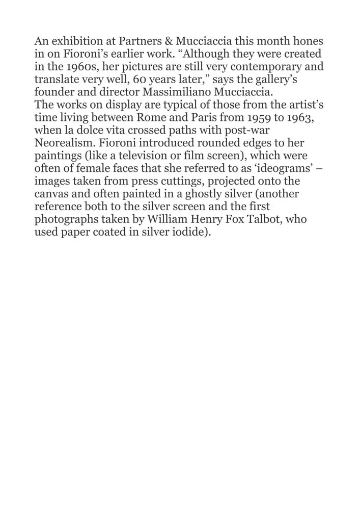 Giosetta Fioroni | Silver Years, PRESS