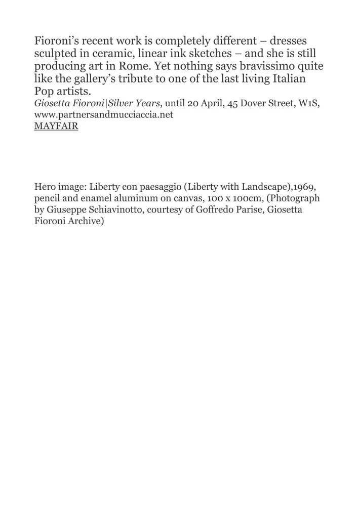 Giosetta Fioroni | Silver Years, PRESS