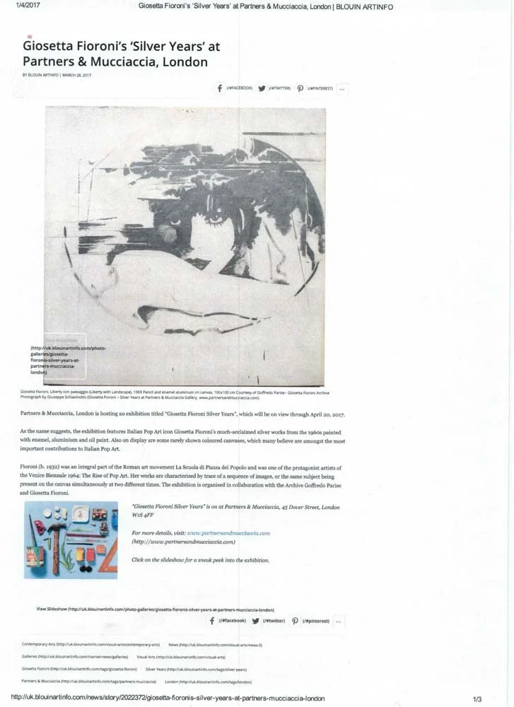 Giosetta Fioroni | Silver Years, PRESS