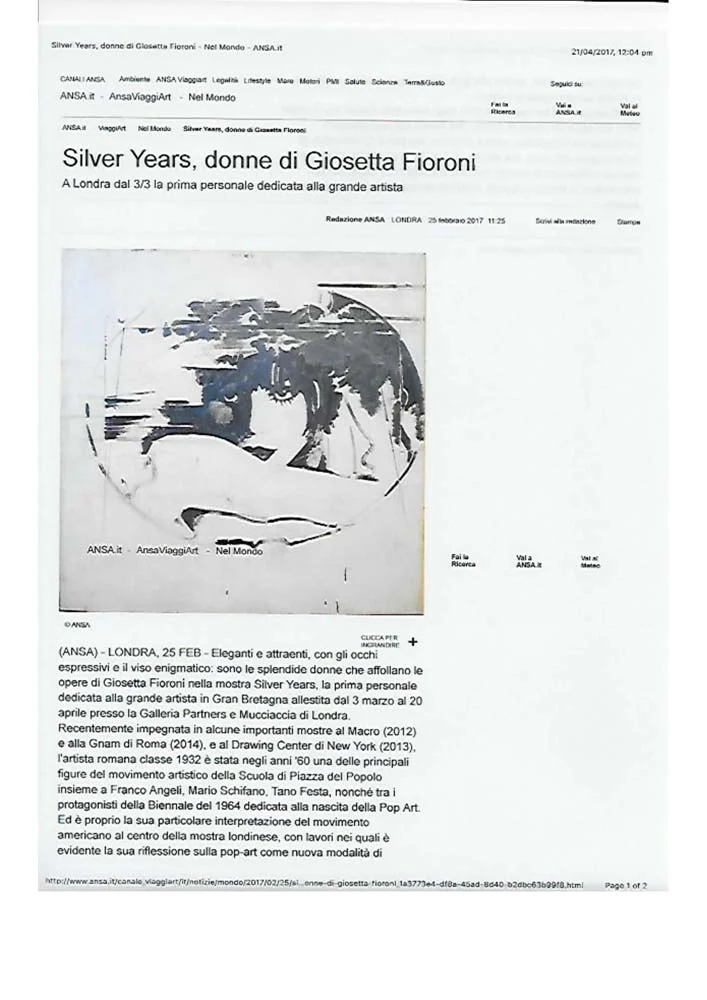 Giosetta Fioroni | Silver Years, PRESS