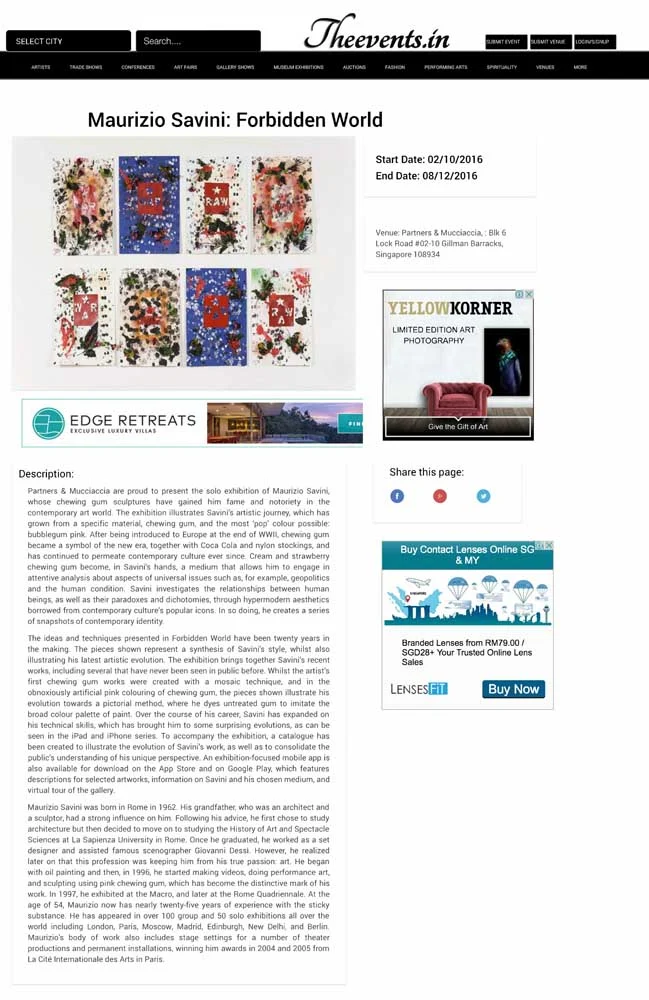 Maurizio Savini | Forbidden world - PRESS