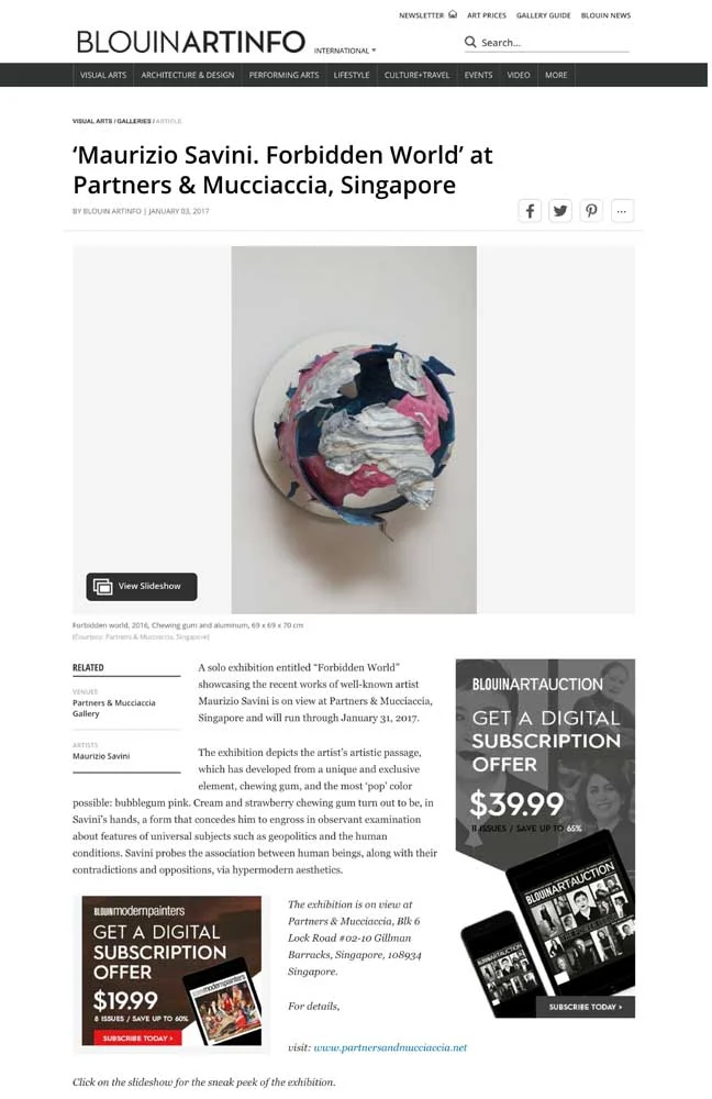 Maurizio Savini | Forbidden world - PRESS