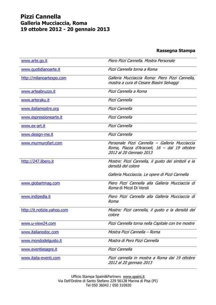 Piero Pizzi Cannella, Galleria Mucciaccia, Roma 2012