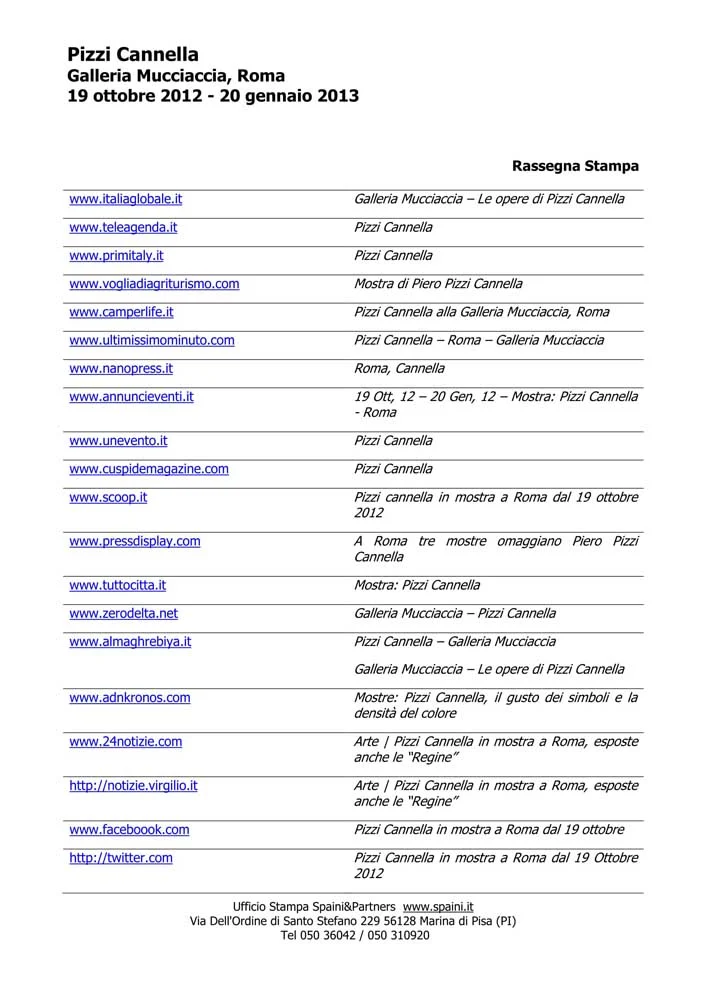 Piero Pizzi Cannella, Galleria Mucciaccia, Roma 2012