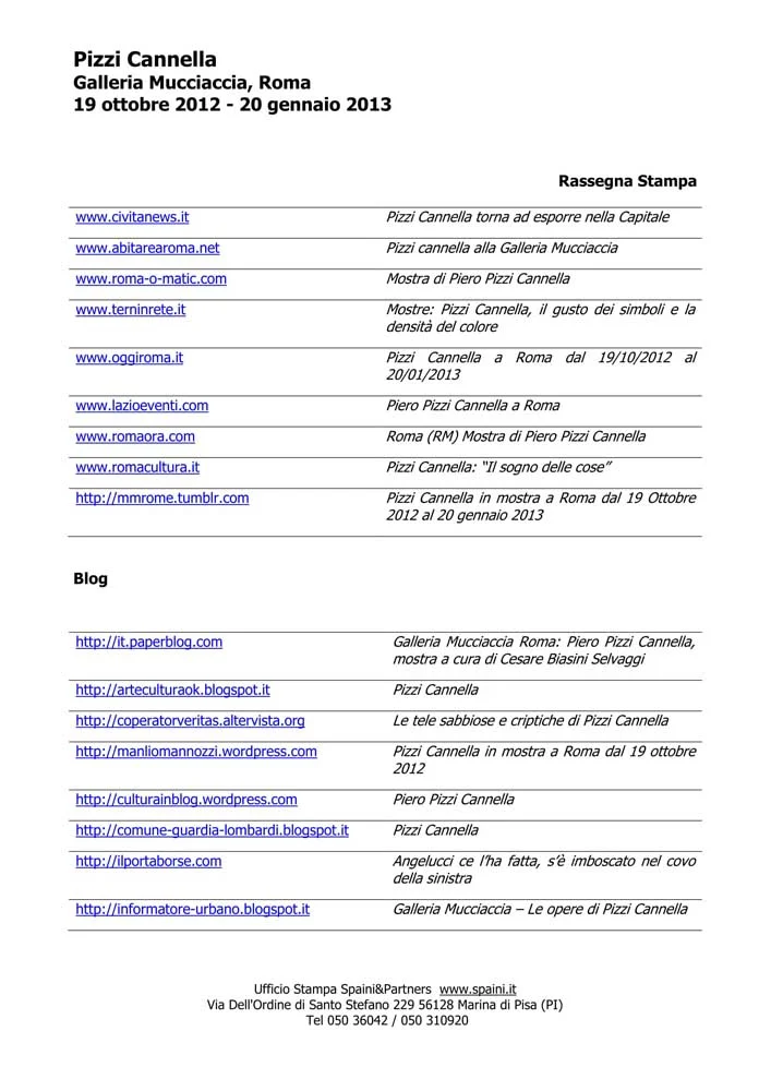 Piero Pizzi Cannella, Galleria Mucciaccia, Roma 2012