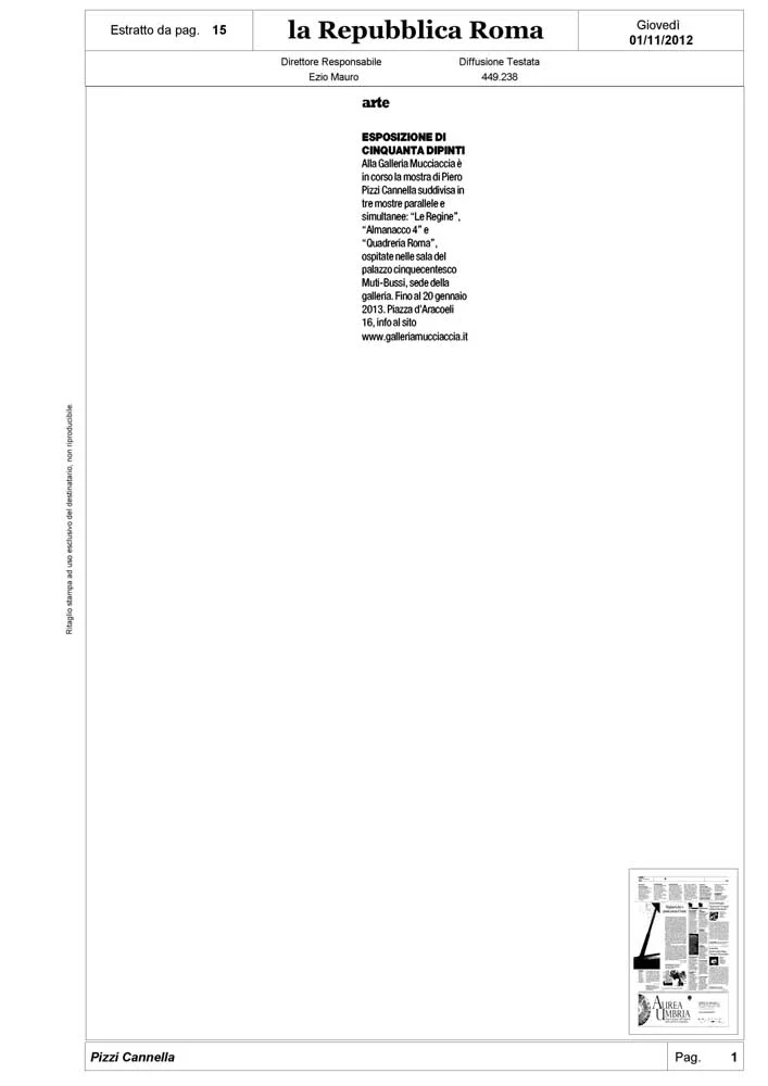 Piero Pizzi Cannella, Galleria Mucciaccia, Roma 2012