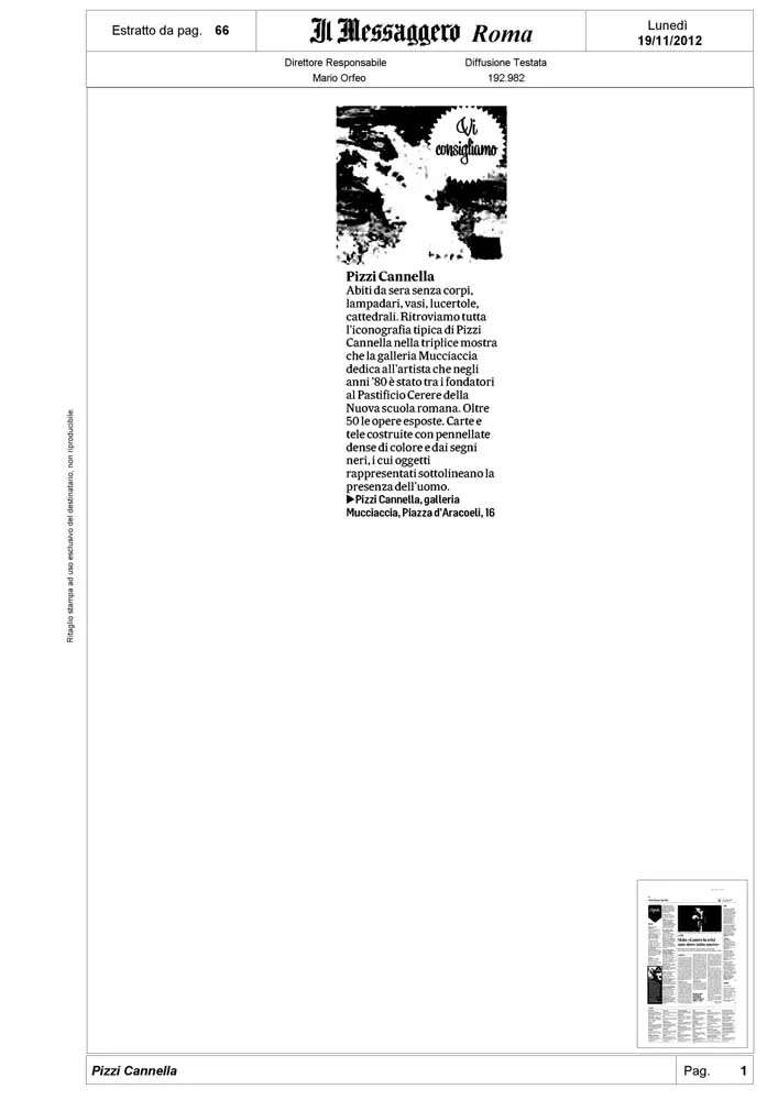 Piero Pizzi Cannella, Galleria Mucciaccia, Roma 2012