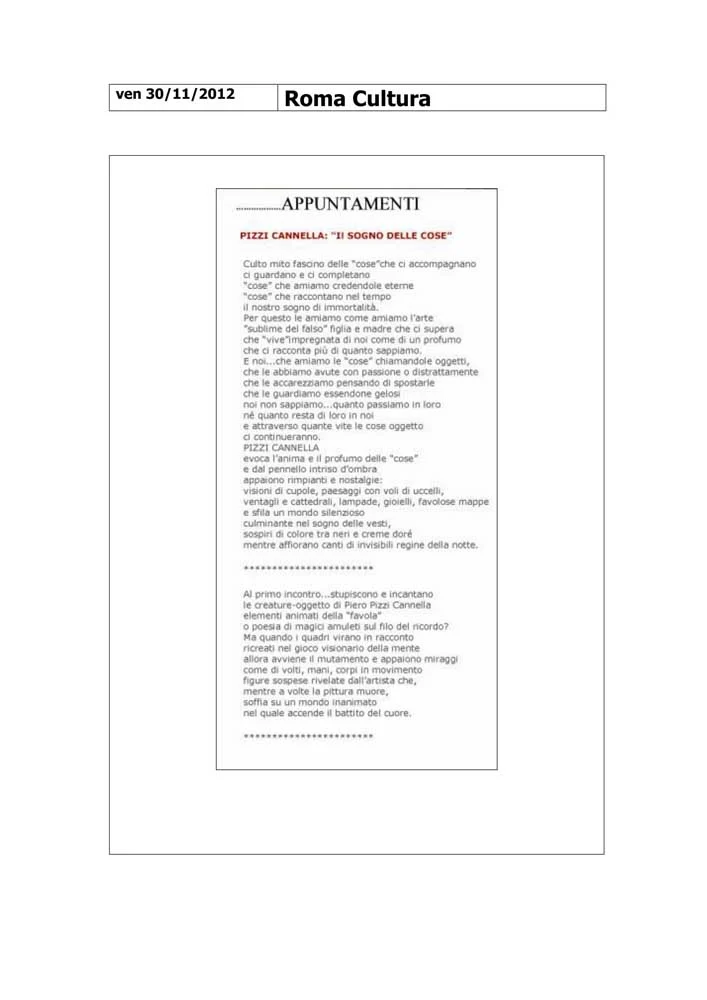 Piero Pizzi Cannella, Galleria Mucciaccia, Roma 2012