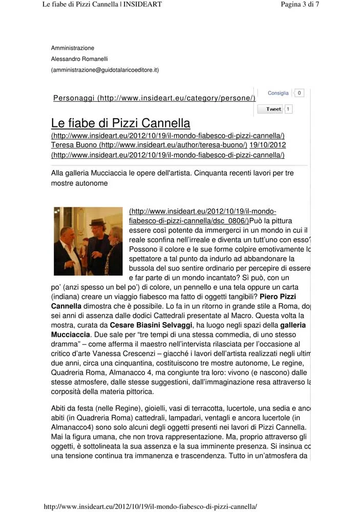 Piero Pizzi Cannella, Galleria Mucciaccia, Roma 2012