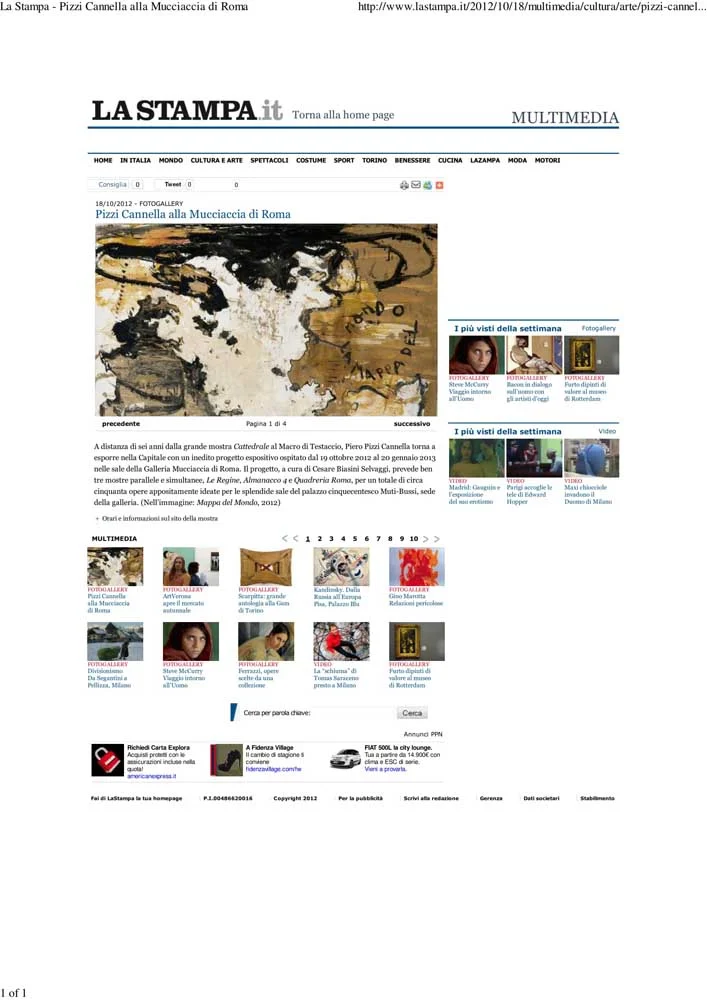 Piero Pizzi Cannella, Galleria Mucciaccia, Roma 2012