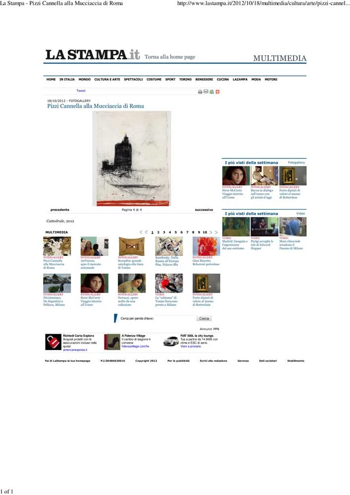 Piero Pizzi Cannella, Galleria Mucciaccia, Roma 2012