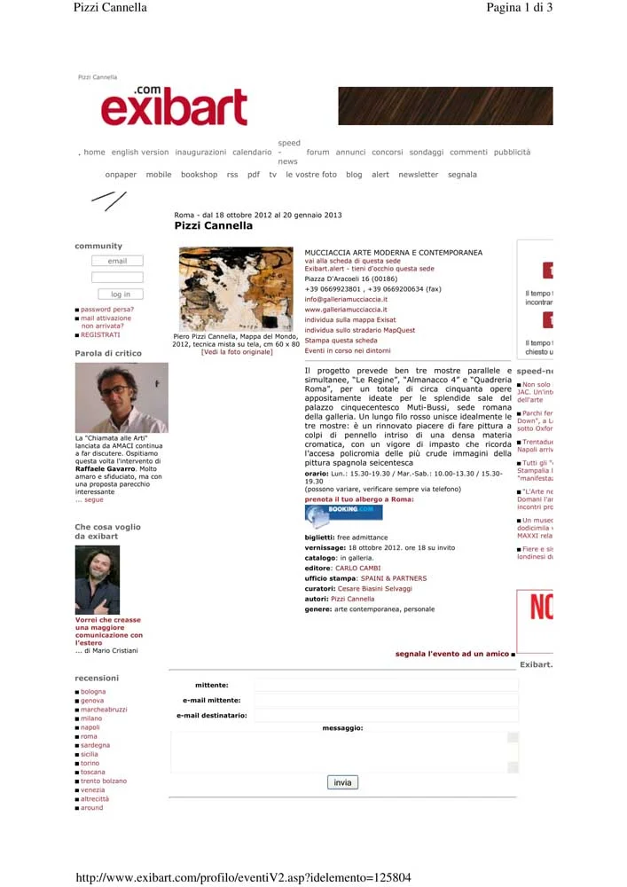 Piero Pizzi Cannella, Galleria Mucciaccia, Roma 2012