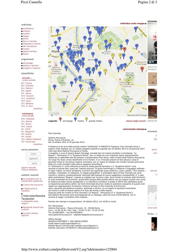 Piero Pizzi Cannella, Galleria Mucciaccia, Roma 2012