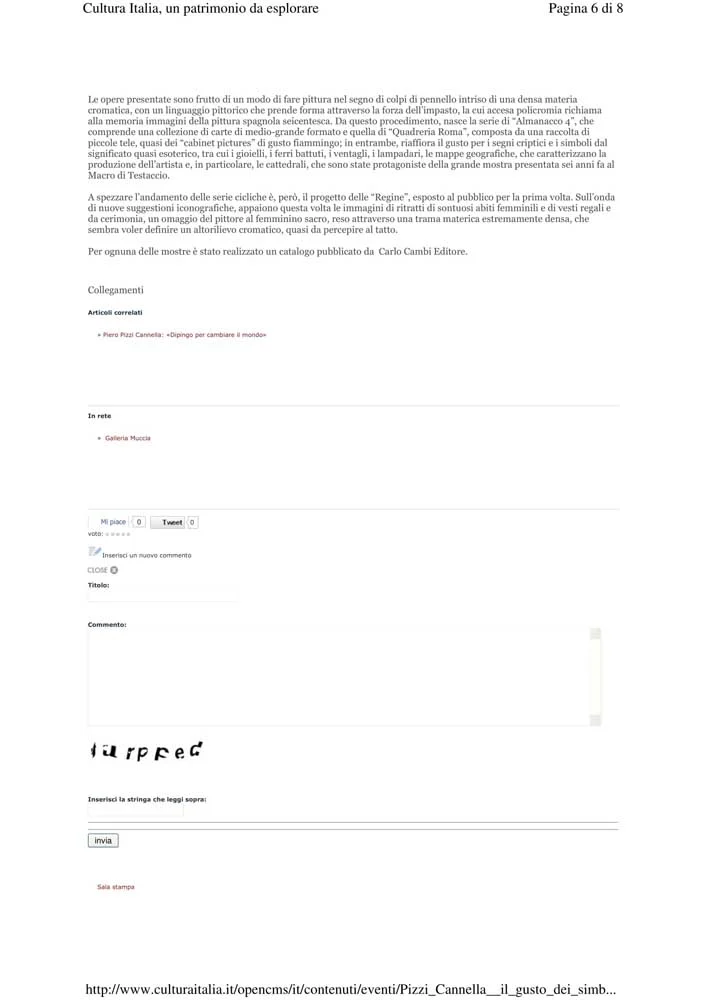 Piero Pizzi Cannella, Galleria Mucciaccia, Roma 2012