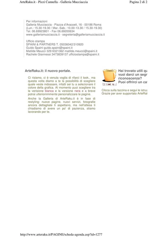 Piero Pizzi Cannella, Galleria Mucciaccia, Roma 2012