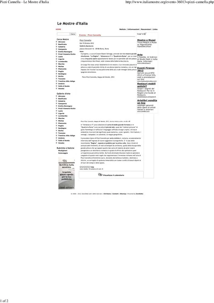 Piero Pizzi Cannella, Galleria Mucciaccia, Roma 2012