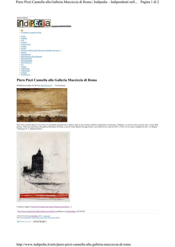 Piero Pizzi Cannella, Galleria Mucciaccia, Roma 2012