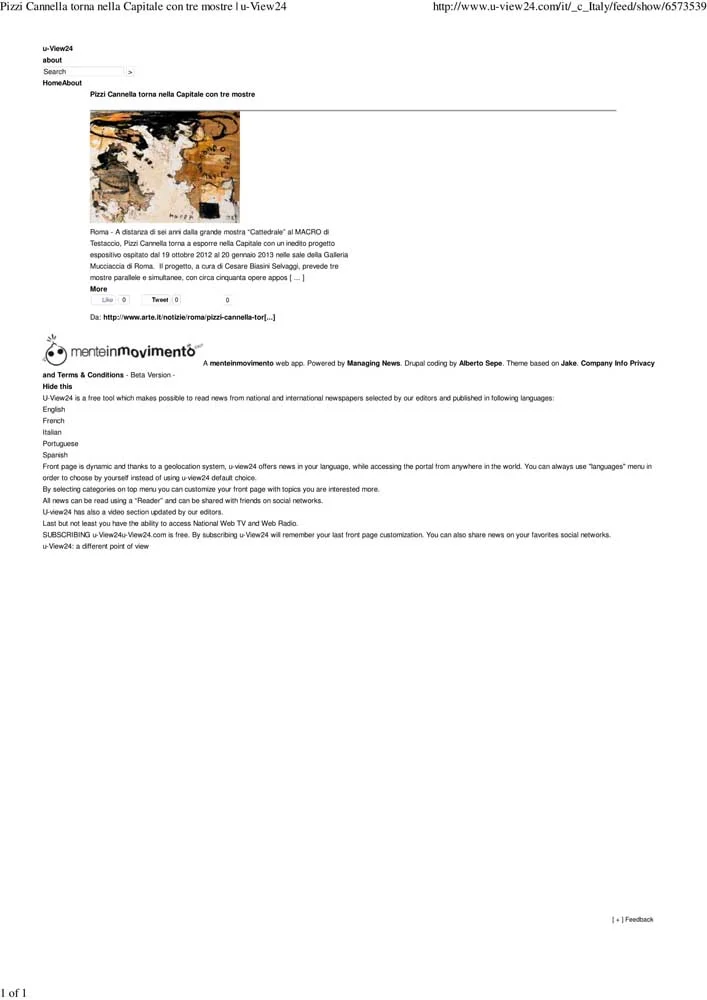 Piero Pizzi Cannella, Galleria Mucciaccia, Roma 2012