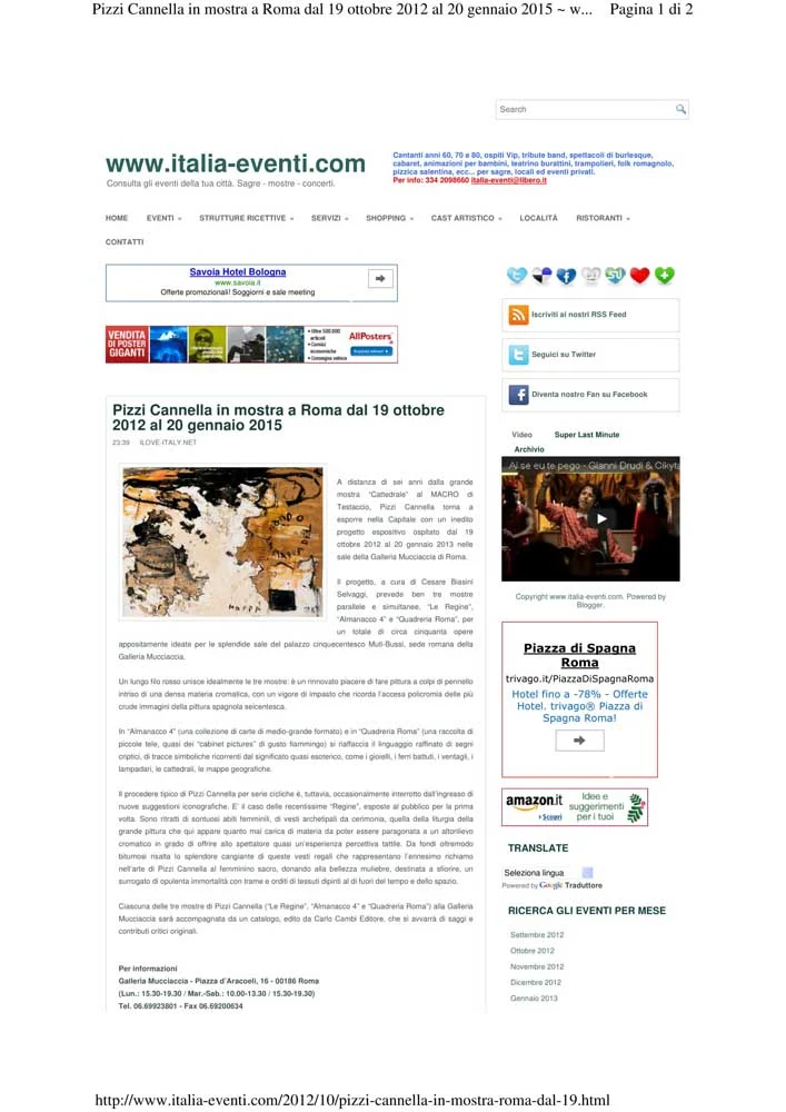 Piero Pizzi Cannella, Galleria Mucciaccia, Roma 2012