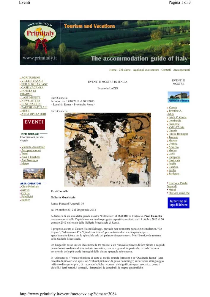 Piero Pizzi Cannella, Galleria Mucciaccia, Roma 2012