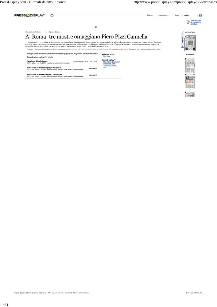 Piero Pizzi Cannella, Galleria Mucciaccia, Roma 2012