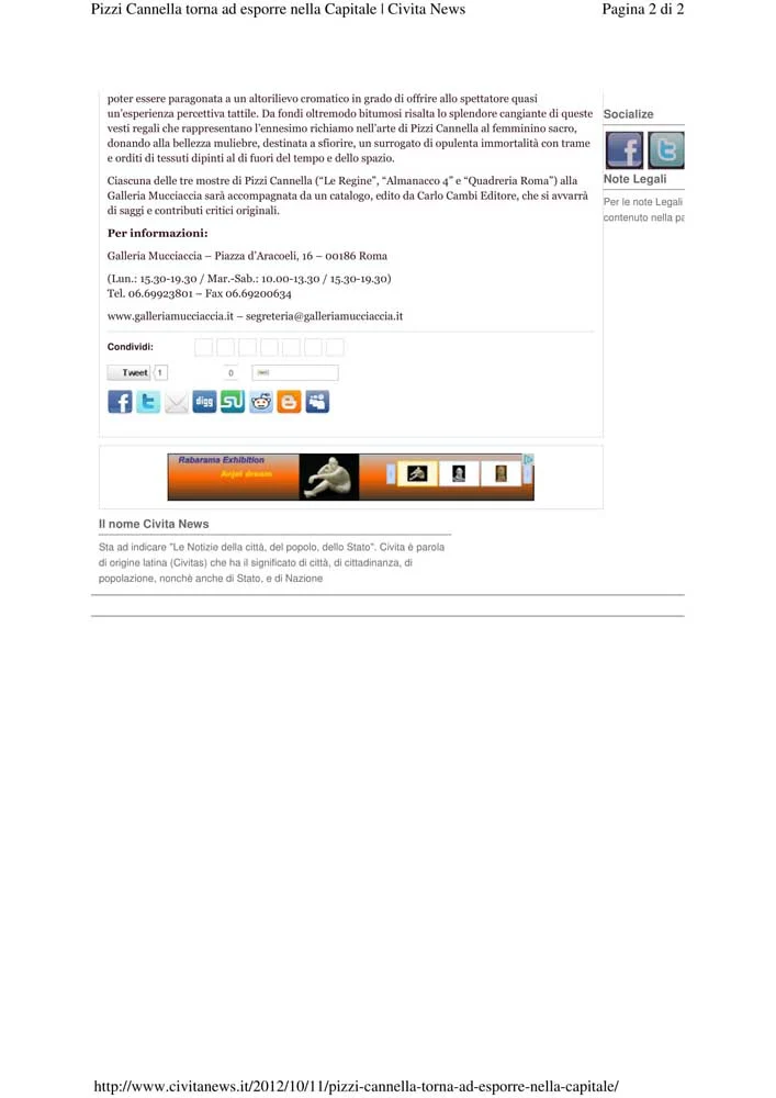 Piero Pizzi Cannella, Galleria Mucciaccia, Roma 2012