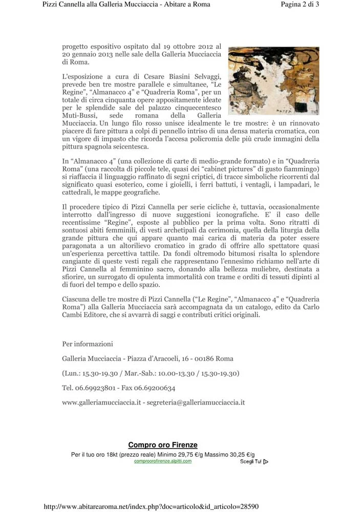 Piero Pizzi Cannella, Galleria Mucciaccia, Roma 2012