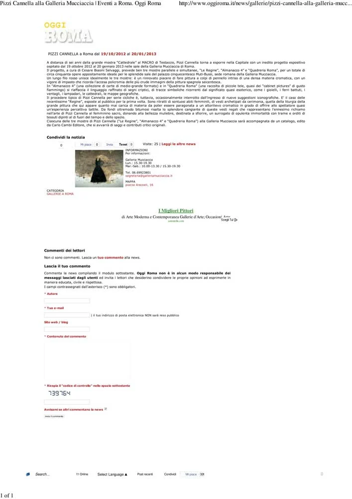 Piero Pizzi Cannella, Galleria Mucciaccia, Roma 2012