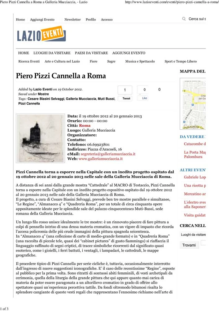 Piero Pizzi Cannella, Galleria Mucciaccia, Roma 2012