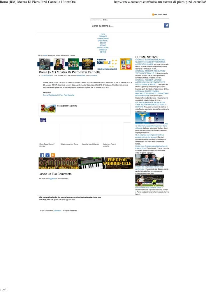 Piero Pizzi Cannella, Galleria Mucciaccia, Roma 2012