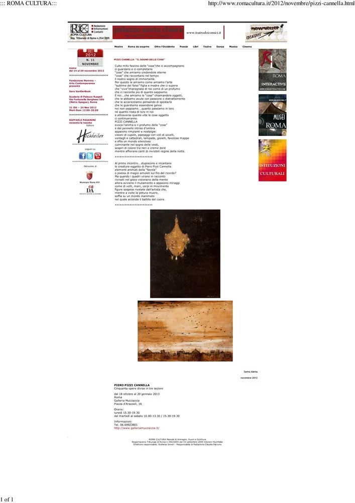 Piero Pizzi Cannella, Galleria Mucciaccia, Roma 2012