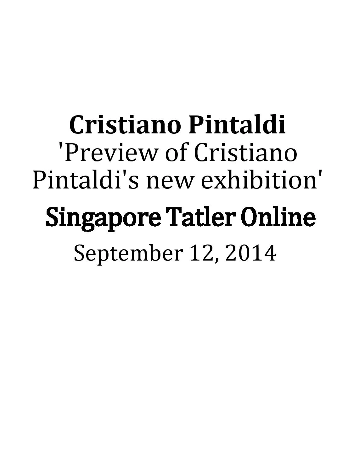 Press - Cristiano Pintaldi | Media Coverage