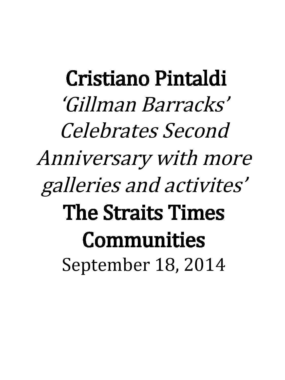 Press - Cristiano Pintaldi | Media Coverage