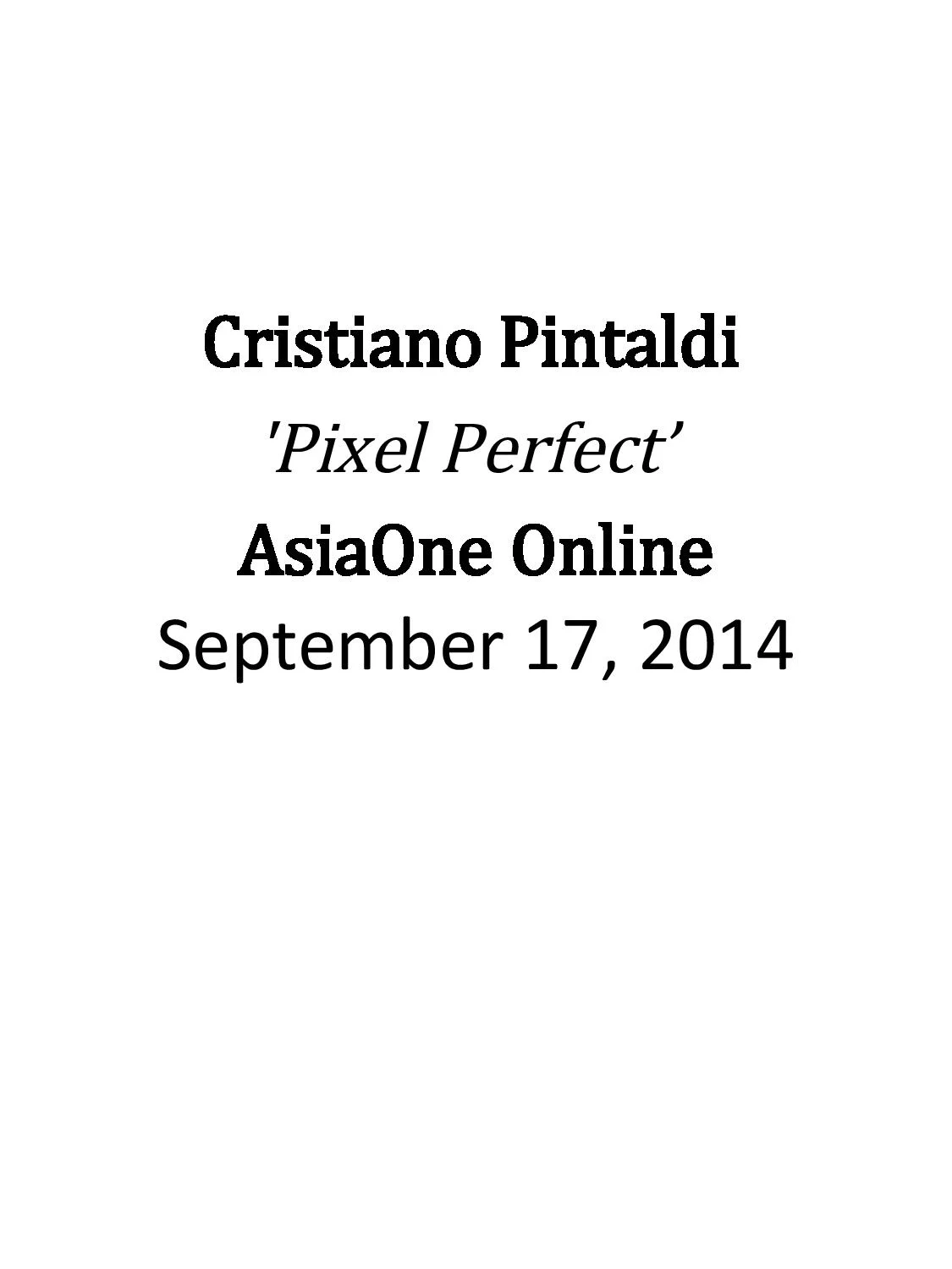 Press - Cristiano Pintaldi | Media Coverage