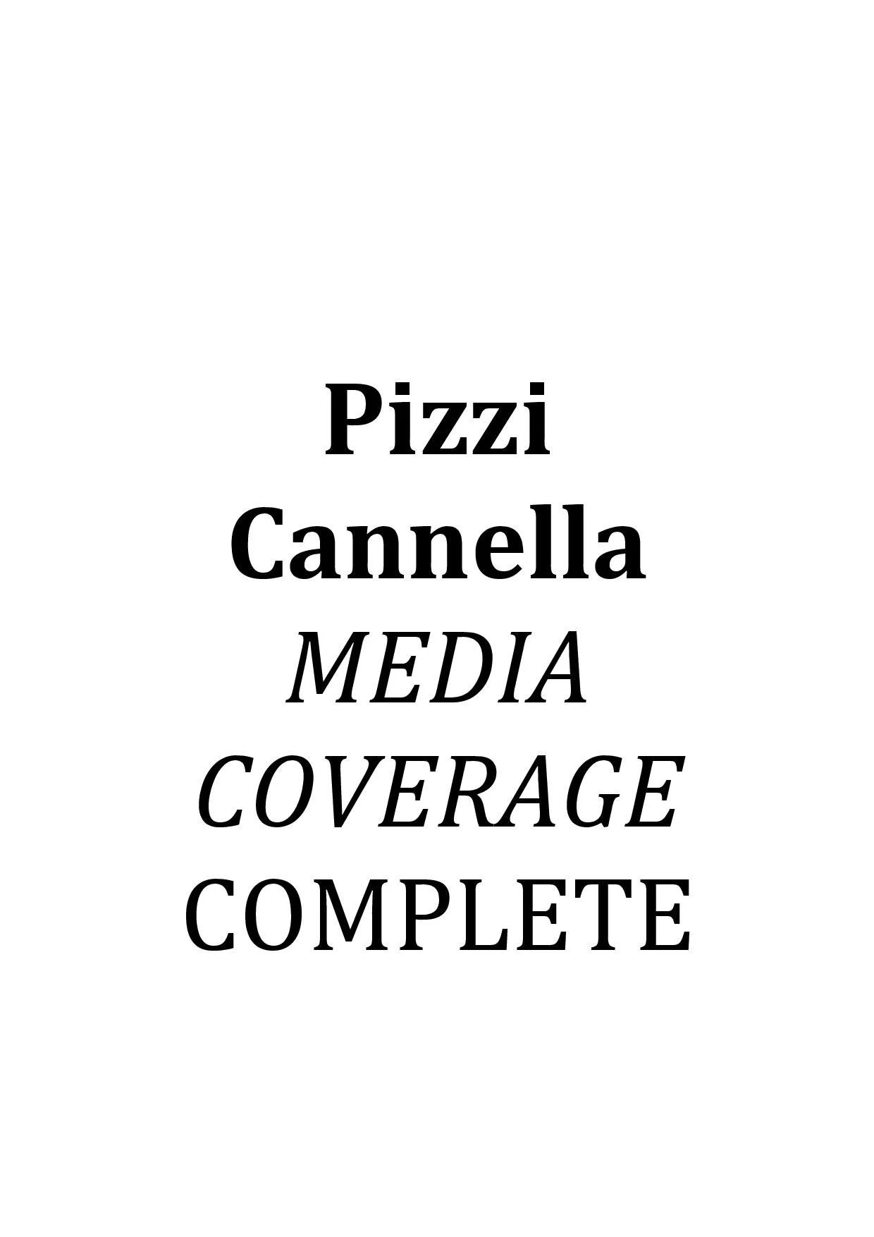 Press - Piero Pizzi Cannella | Media Coverage