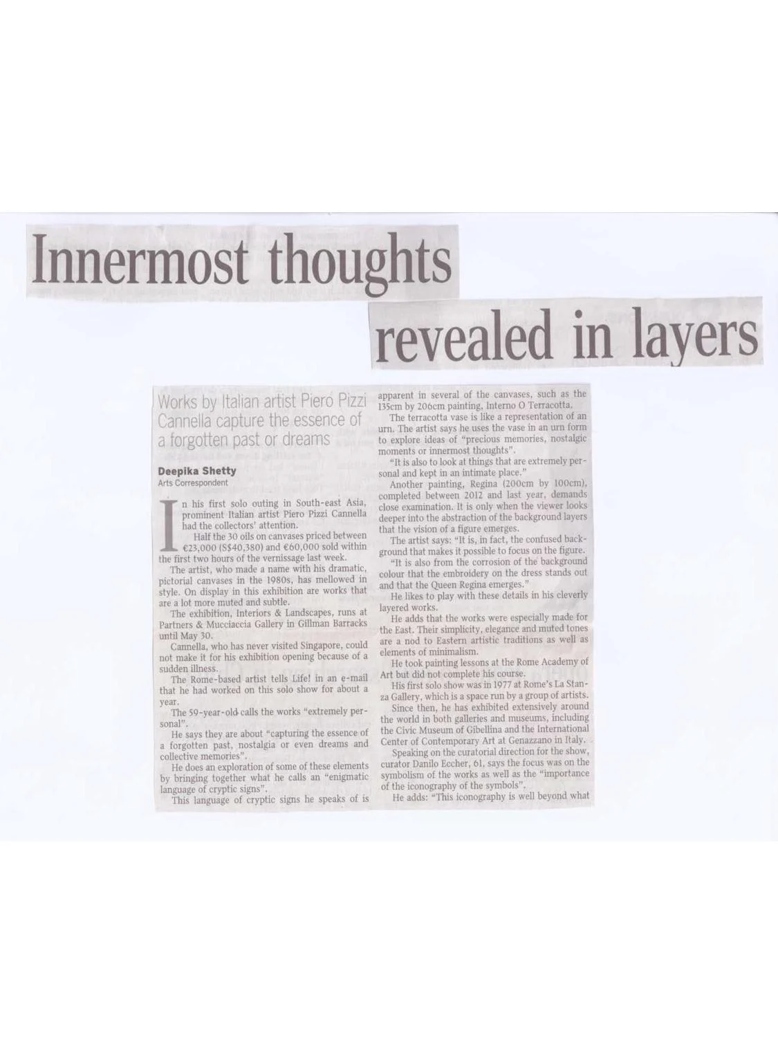 Press - Piero Pizzi Cannella | Media Coverage