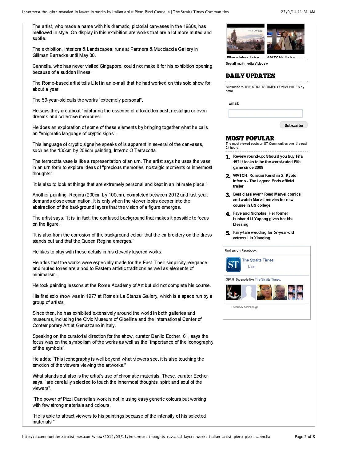 Press - Piero Pizzi Cannella | Media Coverage