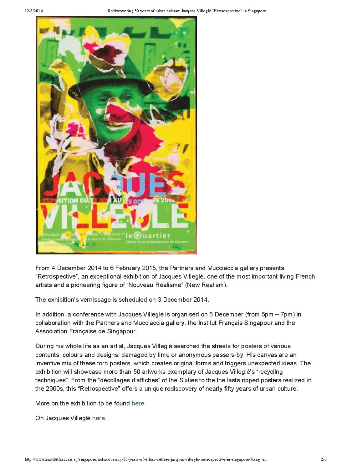 Press - Jacques Villeglé Retrospective | Media Coverage