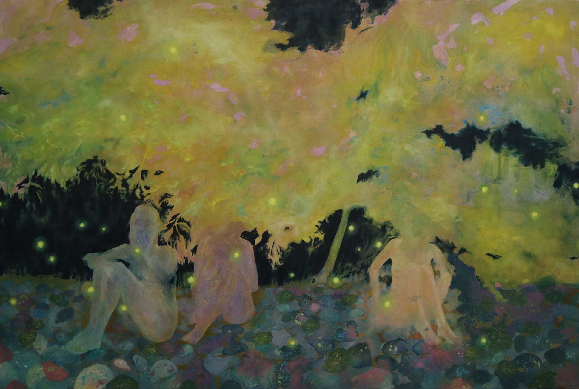 Viola Franchini, Ai filtri, 2022, tecnica mista su tela, 100 x 150 cm Viola Franchini, Ai filtri, 2022, tecnica mista su tela, 100 x 150 cm