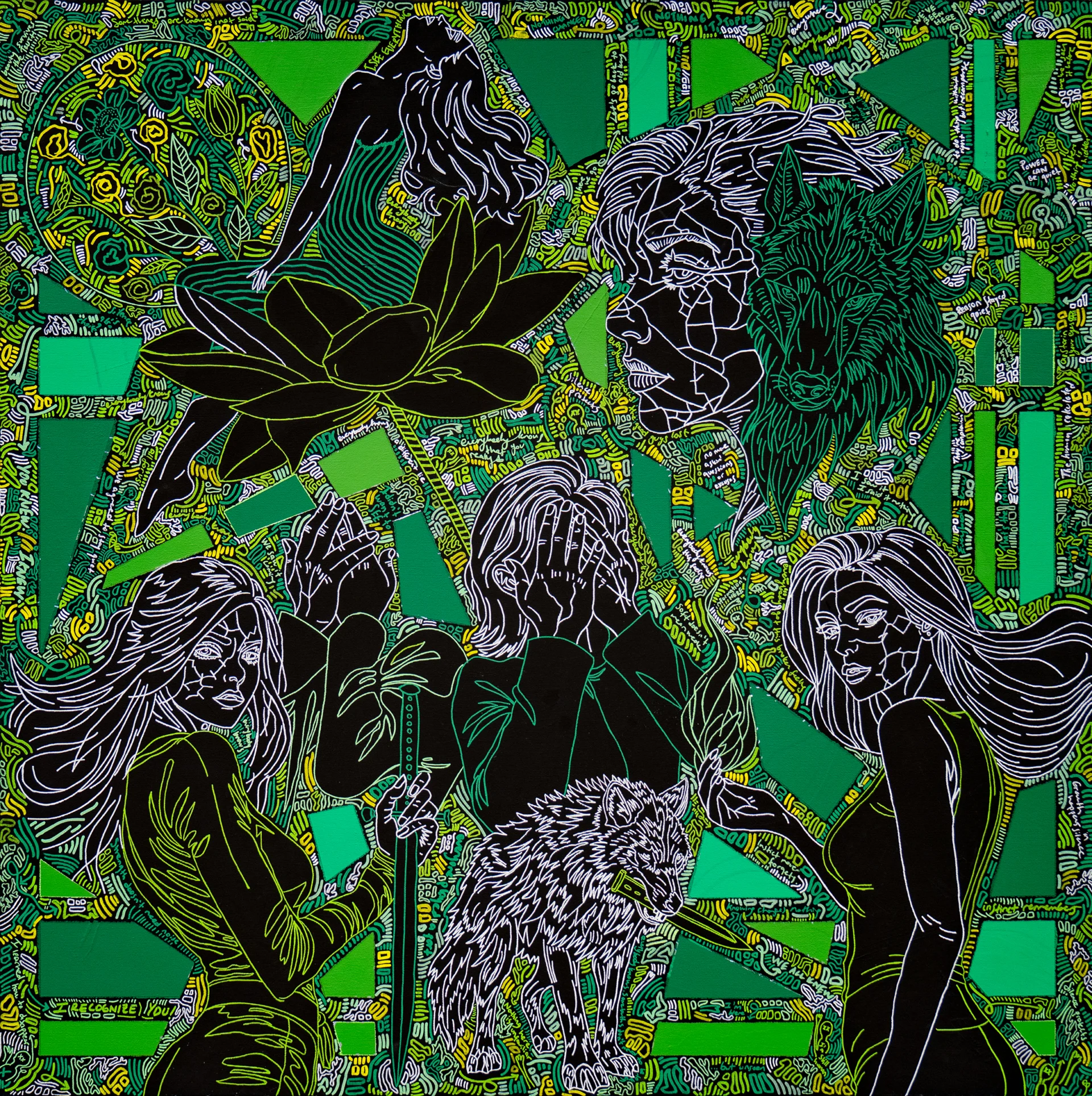 Ezgi Güneştekin - Life Is Good - exhibition, Mucciaccia Gallery Roma Everybody Knows, 2026, Acrylic and Marker on Canvas, 100x100 cm