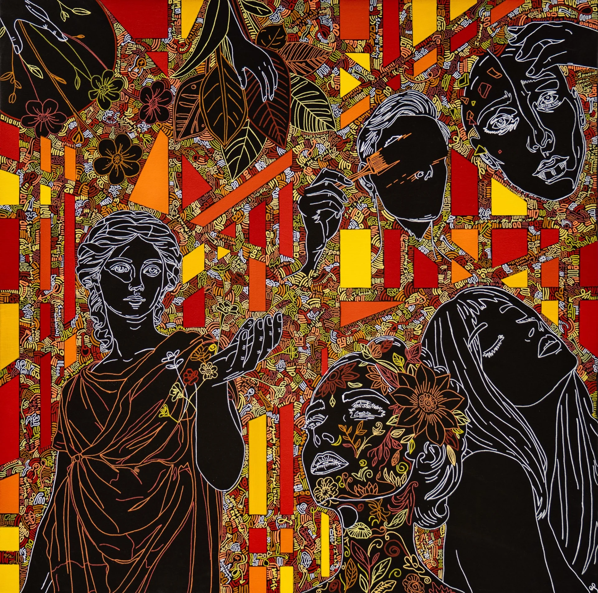 After the Silence, 2026, Acrylic and Marker on Canvas, 100x100 cm After the Silence, 2026, Acrylic and Marker on Canvas, 100x100 cm