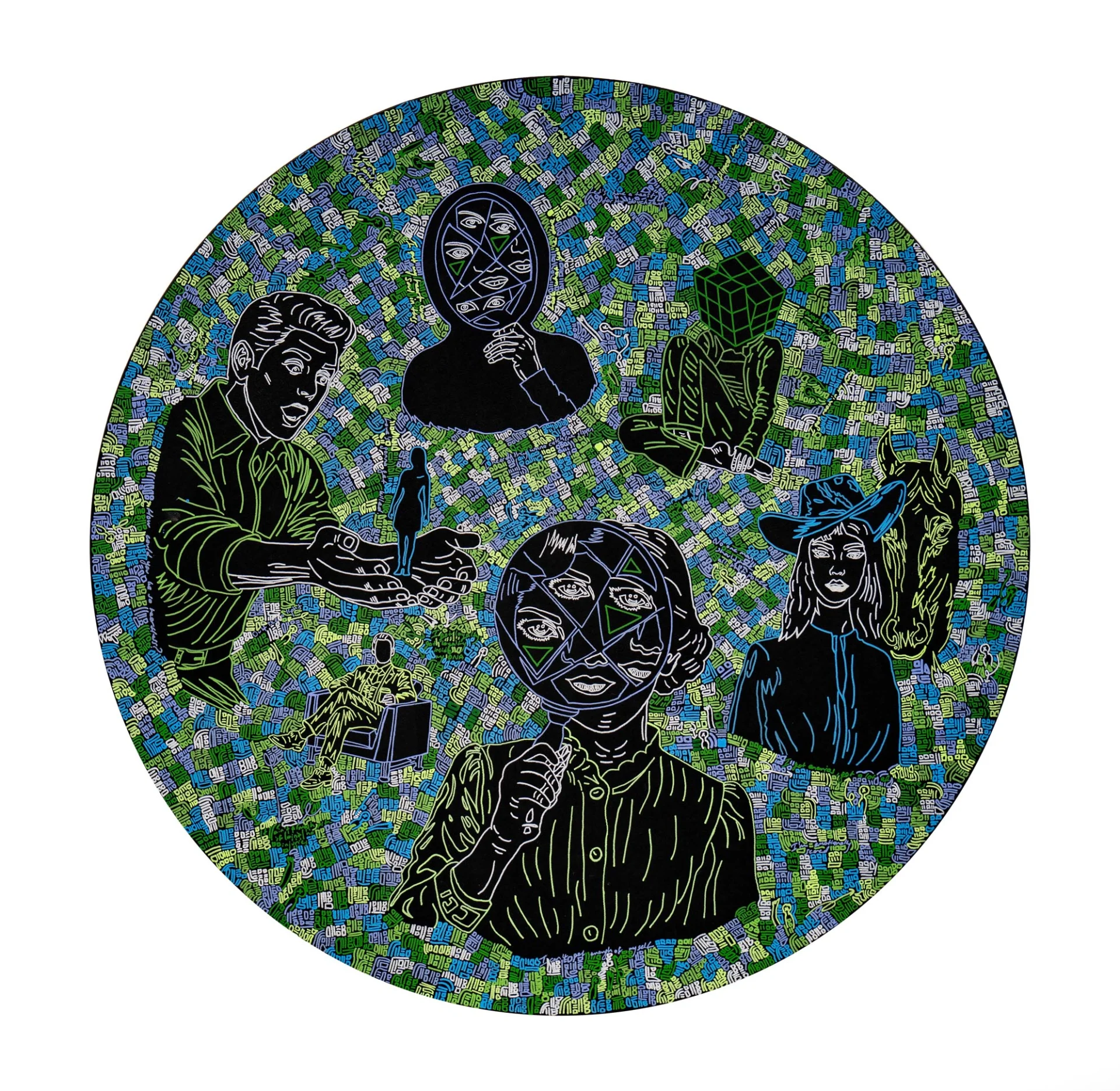 Around Me, 2026, Acrylic and Marker on Canvas, 100  cm Around Me, 2026, Acrylic and Marker on Canvas, 100  cm