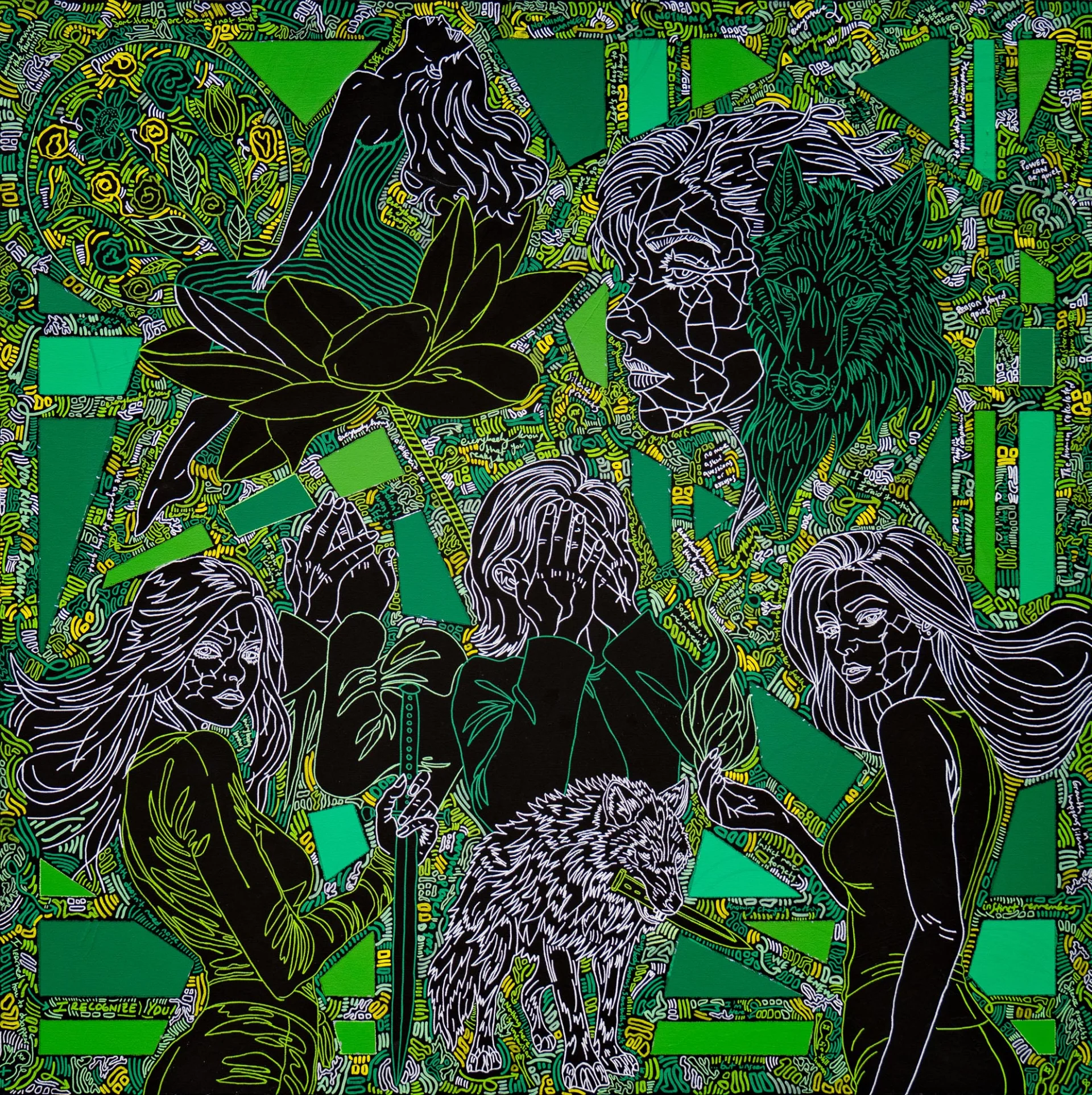 Everybody Knows, 2026, Acrylic and Marker on Canvas, 100x100 cm Everybody Knows, 2026, Acrylic and Marker on Canvas, 100x100 cm