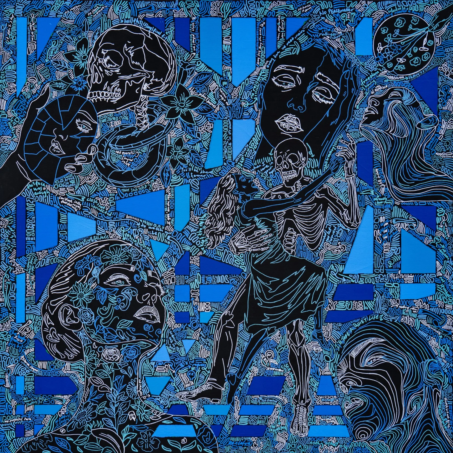 No Surprises, 2026, Acrylic and Marker on Canvas, 100x100 cm No Surprises, 2026, Acrylic and Marker on Canvas, 100x100 cm