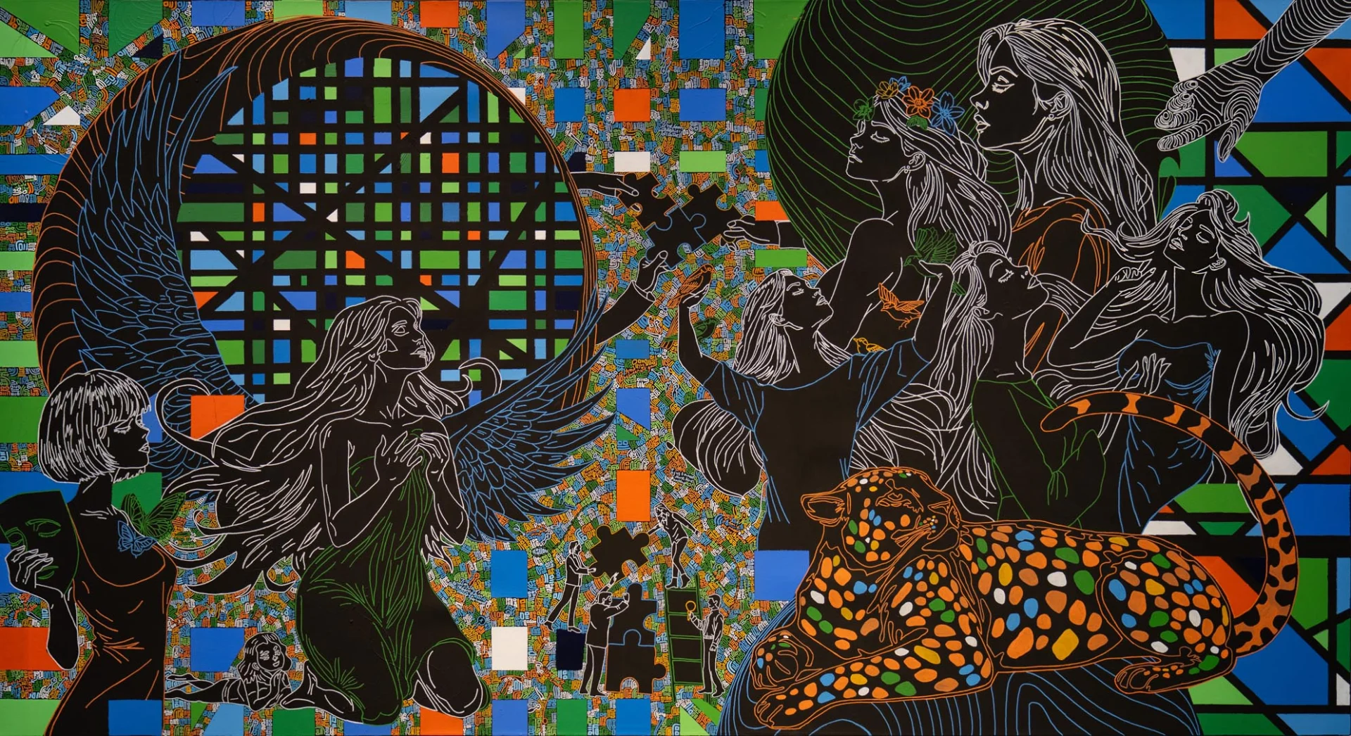 Piece of Heaven, 2026, Acrylic and Marker on Canvas, 120x220 cm Piece of Heaven, 2026, Acrylic and Marker on Canvas, 120x220 cm